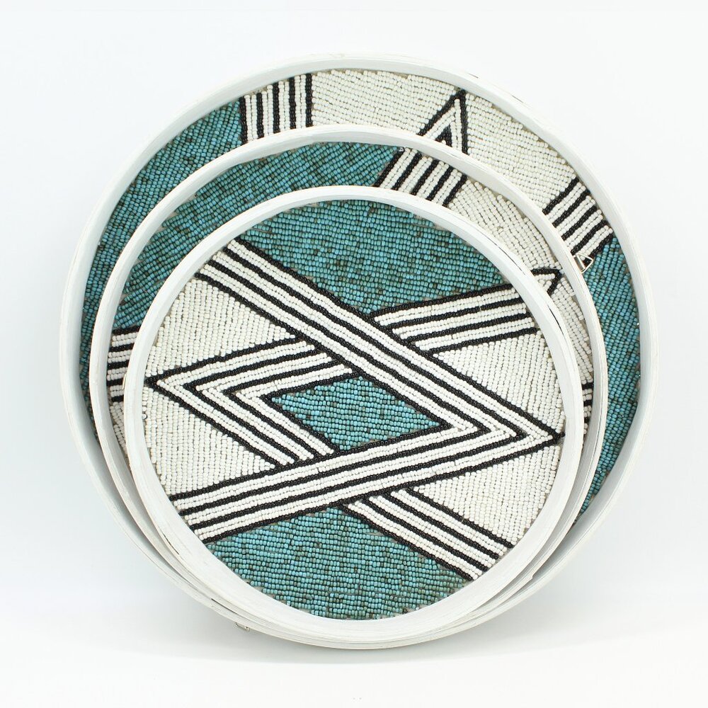 NEW Eco Handcraft Geo Bamboo Tray Set